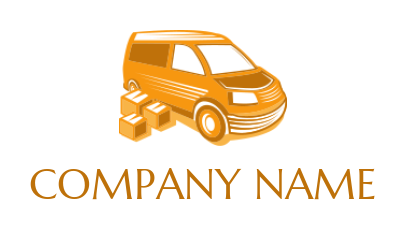 logistics logo maker courier boxes with delivery van 