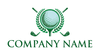 sports logo maker cross golf clubs and ball with laurels
