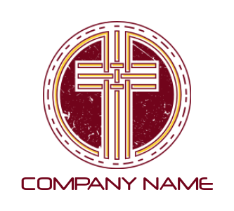 create a religion logo rustic cross in circle
