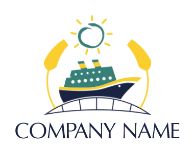 travel logo cruise ship on bridge with sun