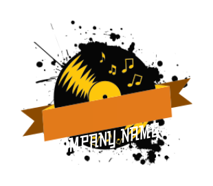 music logo disk with music notes and splashes
