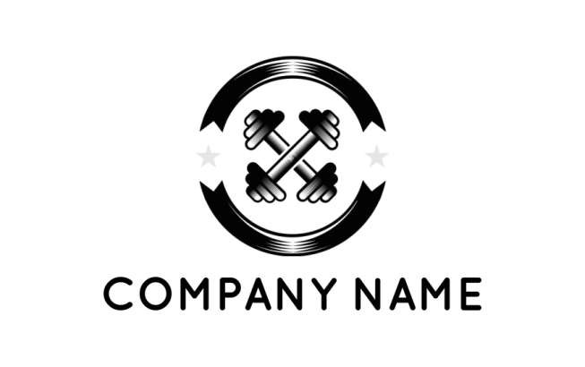 gym logo icon dumbbell crossed in emblem