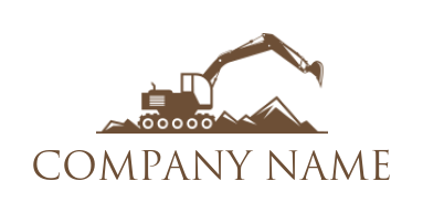 generate a construction logo excavator and mountains - logodesign.net