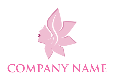 beauty logo image face profile on lotus flower