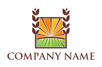 agriculture logo template farm in square wheat frame