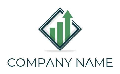 design a finance logo bar chart with arrow in square 