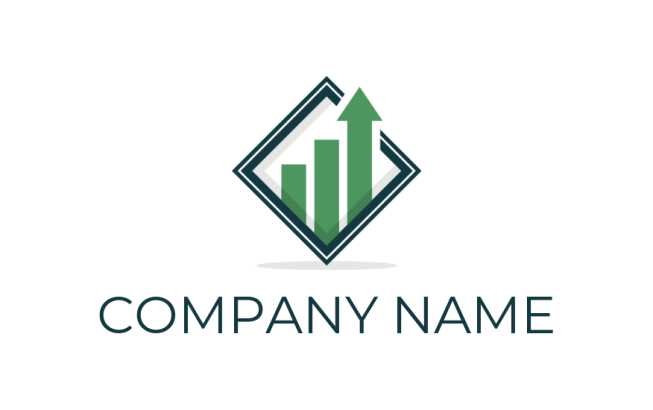 design a finance logo bar chart with arrow in square 