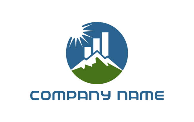 finance logo maker financial bars with mountain in circle