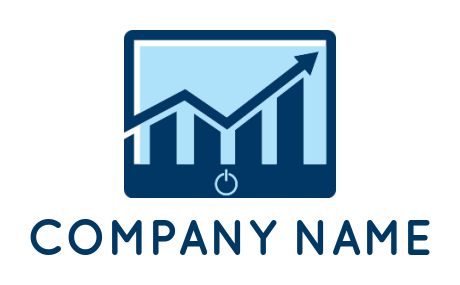 financial logo graph in computer arrow and bars 