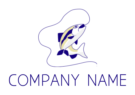 restaurant logo maker fish with line in mouth