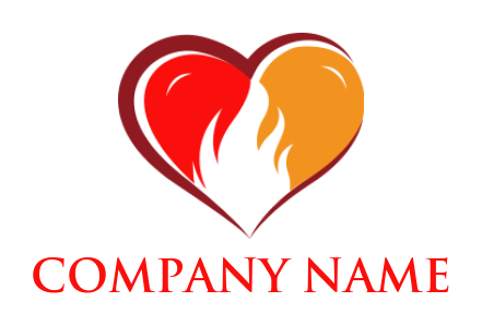 dating logo maker flames in heart - logodesign.net