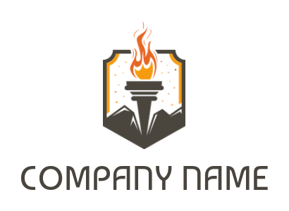 make a consulting logo flaming torch in pentagon