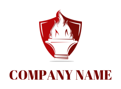 education logo icon flaming torch in shield - logodesign.net