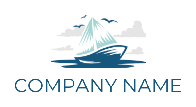 make a travel logo boat with birds and clouds - logodesign.net