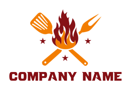 make a restaurant logo fork & spoon with flame - logodesign.net