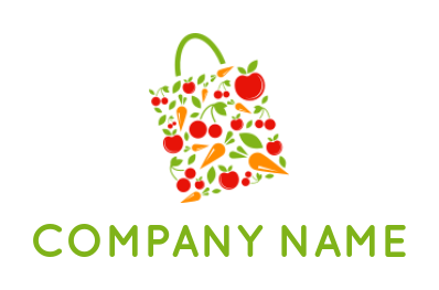 make a food logo fruits and vegetable shopping bag