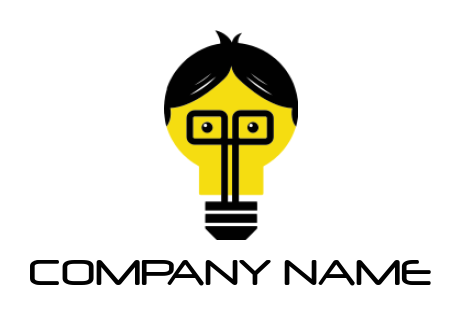 create an advertising logo geek bulb with hair 