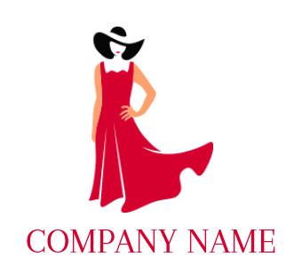 fashion logo icon of girl wearing hat and dress