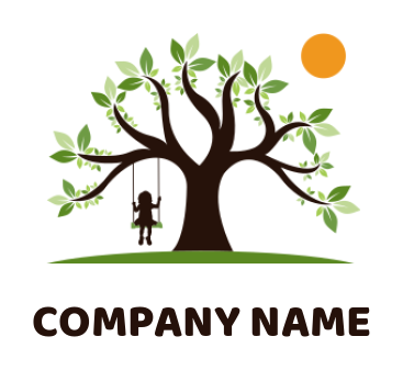 childcare logo maker girl on swing under blossom tree - logodesign.net