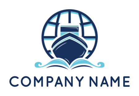 make a logistics logo globe and ship on waves - logodesign.net