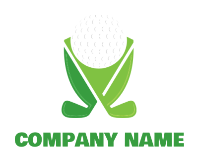 sports logo golf ball in front of golf sticks