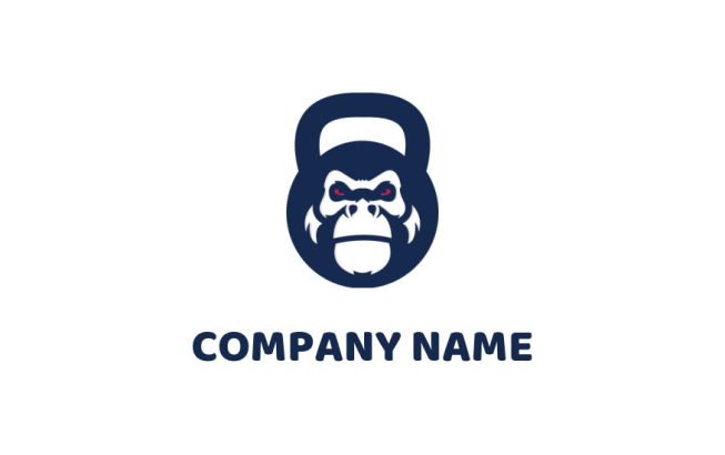 animal logo gorilla face forming kettle bell
