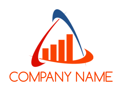 Accounting logo graph bars in triangle swooshes