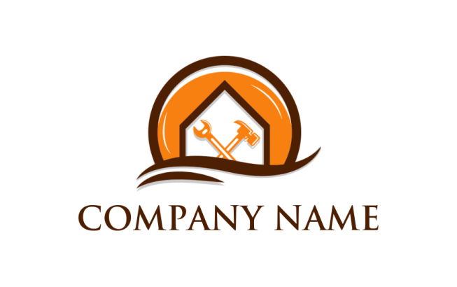make a home improvement logo hammer and wrench inside home - logodesign.net