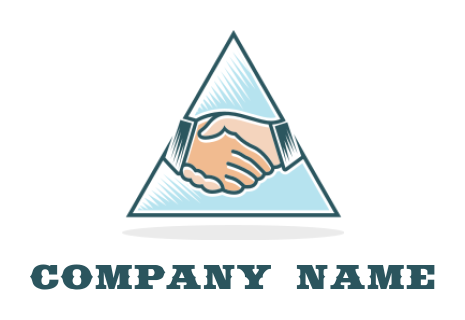 make an employment logo hand shaking in triangle