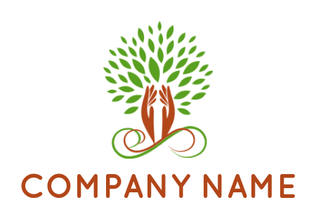 spa logo template hands forming tree with leaves - logodesign.net