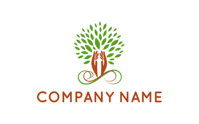 spa logo template hands forming tree with leaves - logodesign.net