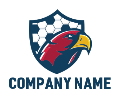 pet logo hawk come out shield and soccer pattern
