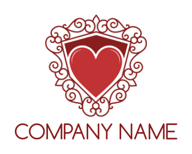 dating logo heart inside shield with ornaments