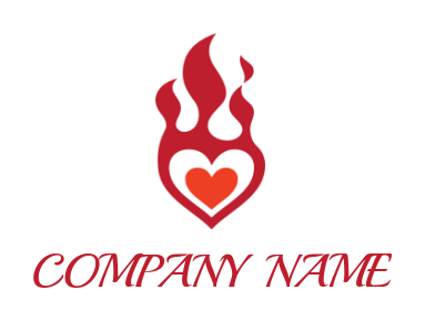 create a dating logo with hearts forming flame 