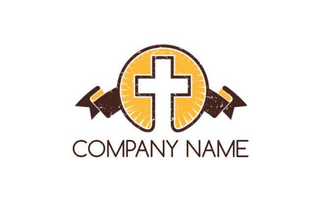 religious logo holy cross ribbon religion logo