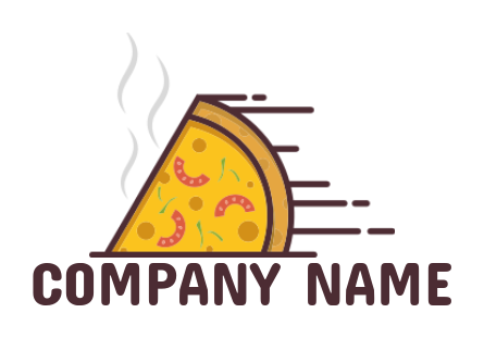 restaurant logo hot slice of pizza for take-away