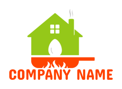 restaurant logo online house on frying pan with egg and window for Bed and Breakfast