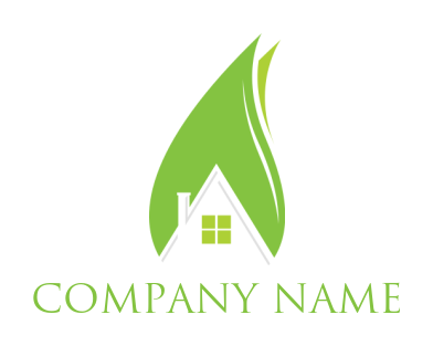 real estate logo house roof inside the leaves