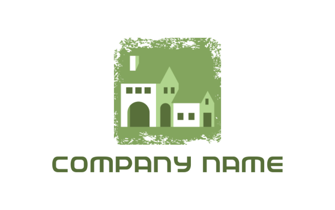 real estate logo houses in grunge effect square