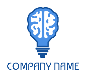 advertising logo maker human brain incorporated with bulb 