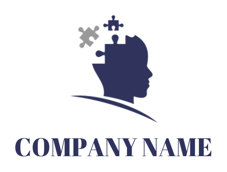design an employment logo human head with puzzles and arc