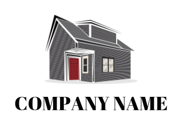 design a real estate logo illustration of house with door and windows