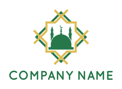 religious logo template Islamic mosque set in lattice shape