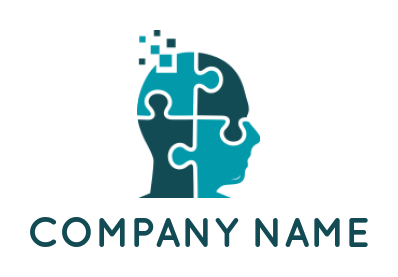 make an IT logo jigsaw puzzle pieces forming human head