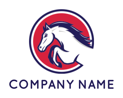 design an animal logo jumping horse in circle