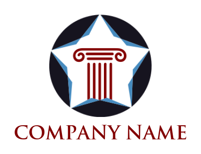 make a law firm logo justice pillar in star