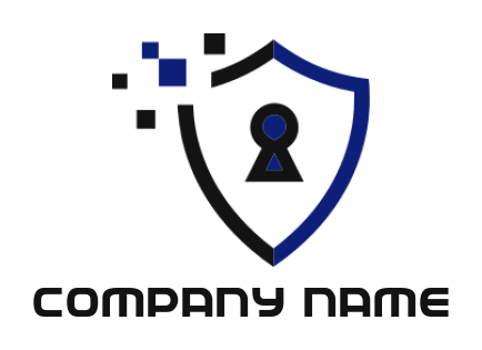 design a security logo keyhole in shield with pixels 