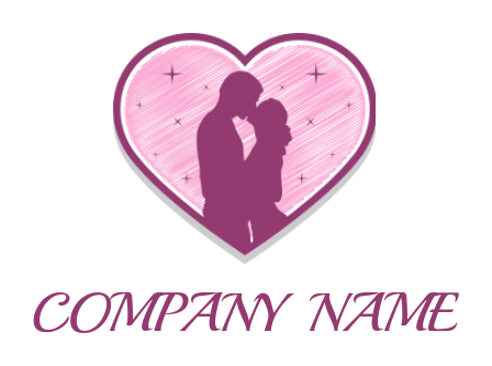 dating logo illustration kissing couple in heart shape - logodesign.net