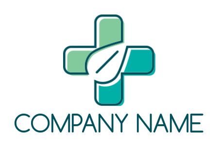 create a medical logo leaf merged with cross - logodesign.net