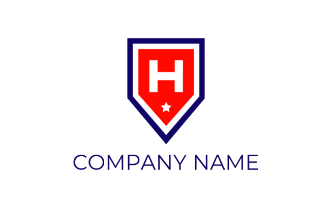 Design a Letter H logo with star inside shield